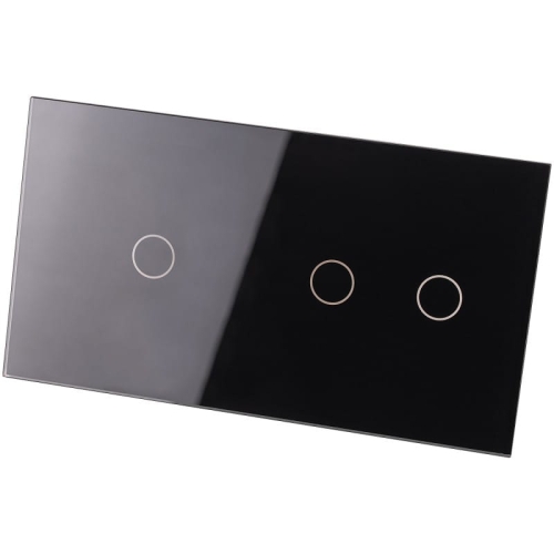 Afdekraam Touchpaneel Tweevoudig 1+2 Glas Zwart