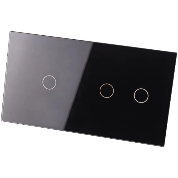 Afdekraam Touchpaneel Tweevoudig 1+2 Glas Zwart