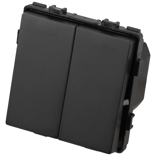 Module Dubbele Wisselschakelaar Zwart 16A Voor Afdekramen MIUUN