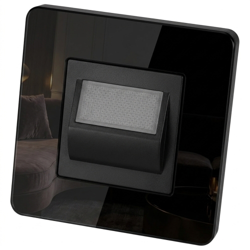 LED Vloer-Trapverlichting Set Met Glazen Afdekraam Hoogglans Zwart MIUUN