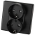 Dubbel Schuko-Stopcontact Zwart Met Randaarde Zonder Aardpen Set Met PVC-Afdekraam MIUUN