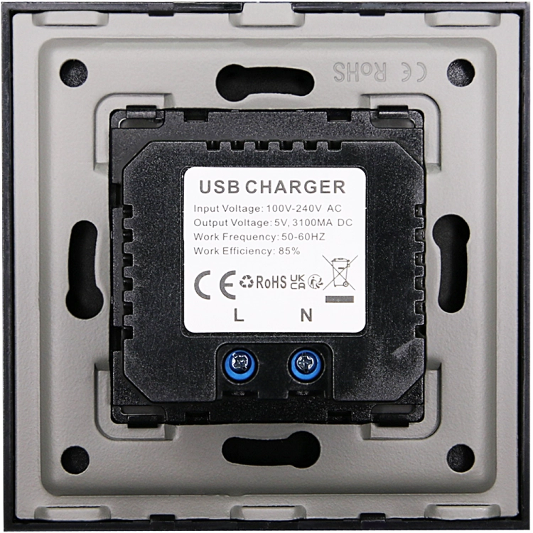 Dubbele USB-Lader 3.1A Zwart Set Met Glazen Afdekraam Hoogglans MIUUN