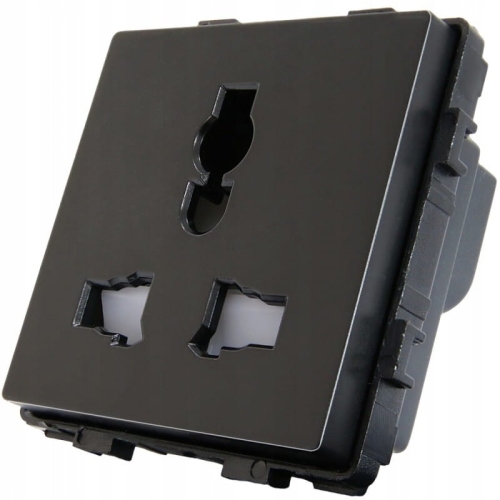 Module Universeel Stopcontact PL UK US EU Elektrisch Zwart Voor Afdekramen MIUUN
