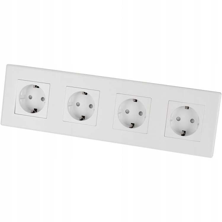 Viervoudig Schuko-Stopcontact Wit PVC-Afdekraam Viervoudig En 4 X Stopcontact