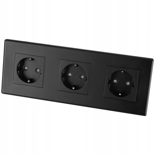 Drievoudig Schuko-Stopcontact Zwart PCV Drievoudig Afdekraam En 3 X Stopcontact