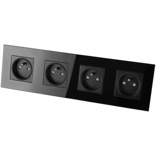 Viervoudig Stopcontact Glas Zwart Set Viervoudig Afdekraam 4 X Stopcontact