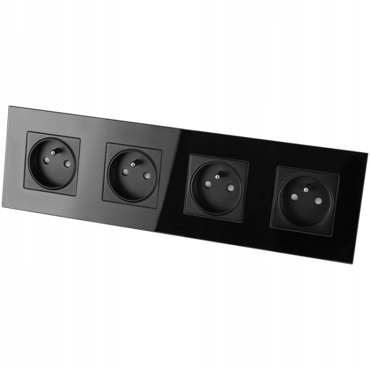 Viervoudig Stopcontact Glas Zwart Set Viervoudig Afdekraam 4 X Stopcontact