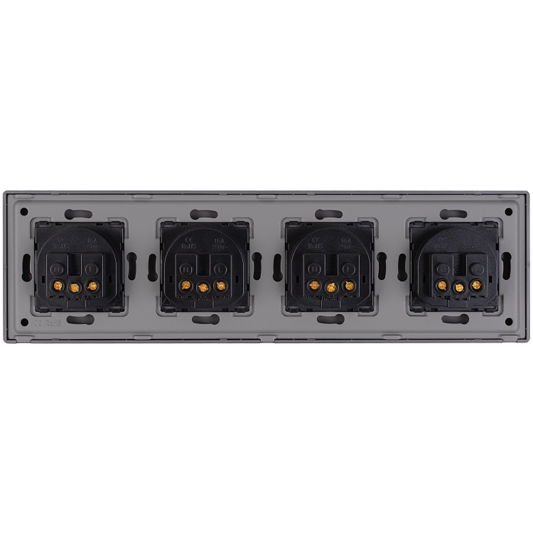 Viervoudig Kunststof Schuko-Stopcontact LINEA Grijs Viervoudig Afdekraam En 4 X Stopcontact