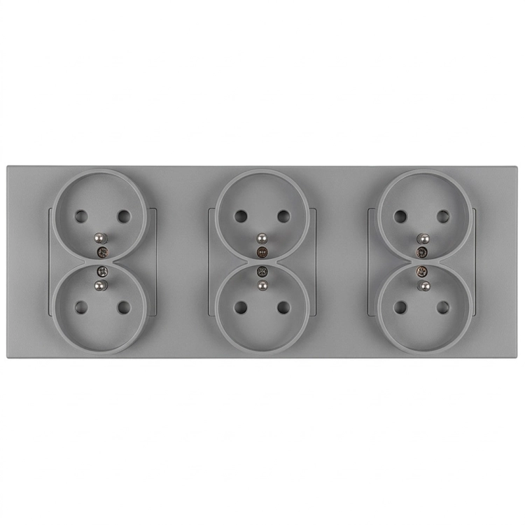 Drievoudig Kunststof Stopcontact LINEA Grijs Drievoudig Afdekraam En 3 X Stopcontact MIUUN