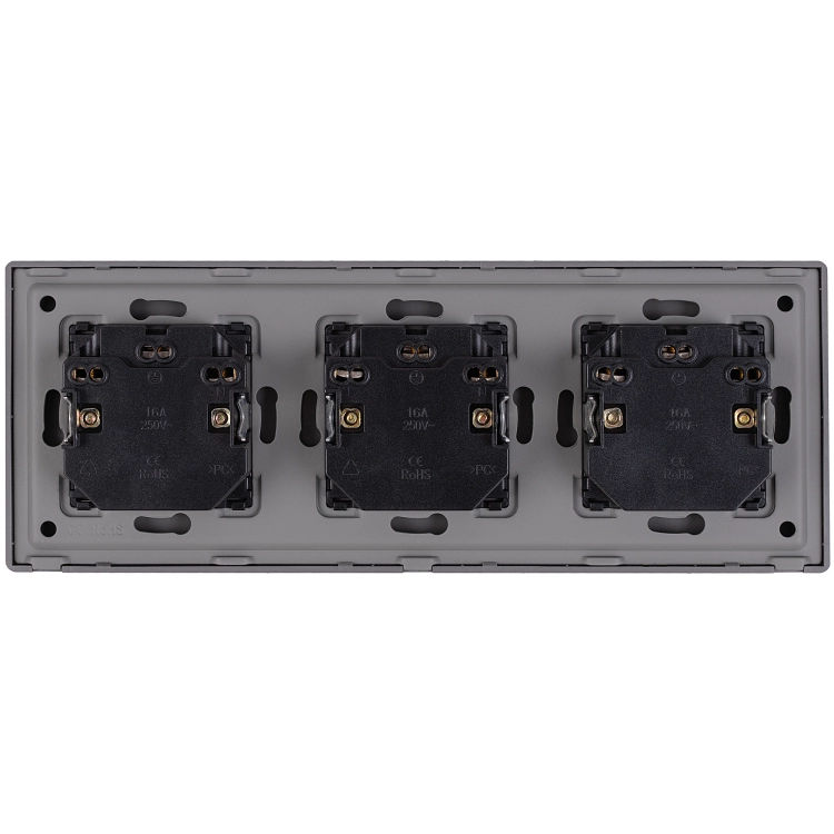Drievoudig Kunststof Stopcontact LINEA Grijs Schuko Drievoudig Afdekraam En 3 X Stopcontact