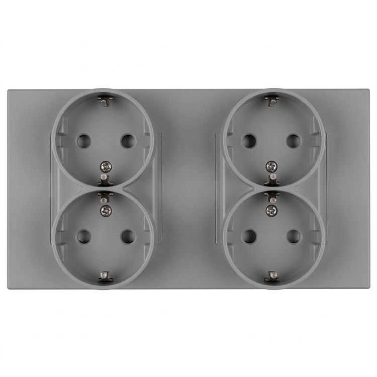 Viervoudig Kunststof Schuko-Stopcontact LINEA Grijs Tweevoudig Afdekraam 2 X Stopcontact
