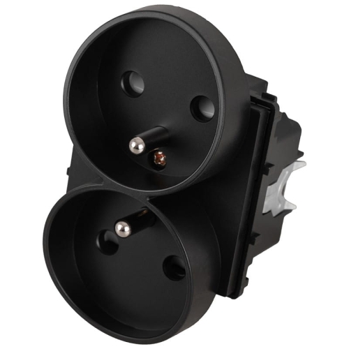 Module Dubbel Stopcontact Met Aardpen Zwart Voor Afdekramen MIUUN