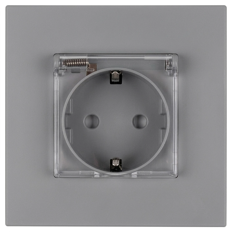 Schuko-Stopcontact Kunststof LINEA Met Klep Met Randaarde Zonder Aardpen Grijs MIUUN