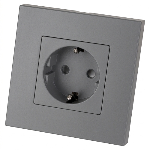 Schuko-Stopcontact Kunststof LINEA Met Randaarde Zonder Aardpen Grijs MIUUN
