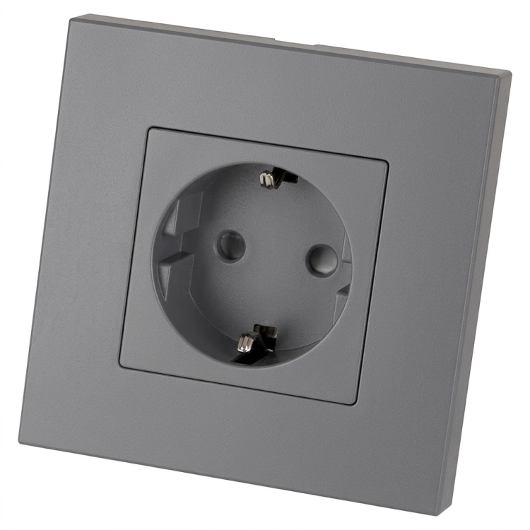 Schuko-Stopcontact Kunststof LINEA Met Randaarde Zonder Aardpen Grijs MIUUN