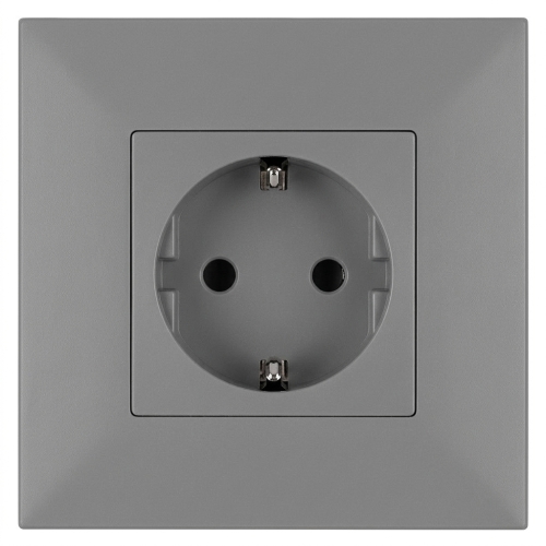Schuko-Stopcontact Kunststof LINEA Met Randaarde Zonder Aardpen Grijs MIUUN