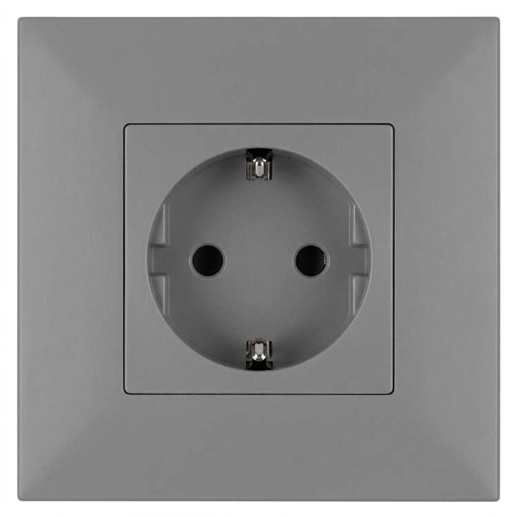 Schuko-Stopcontact Kunststof LINEA Met Randaarde Zonder Aardpen Grijs MIUUN