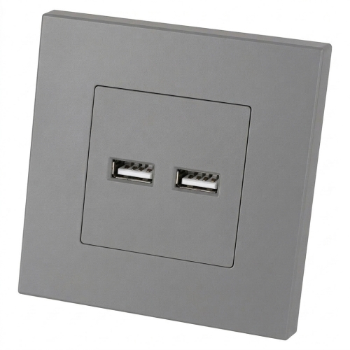 Dubbele USB-Lader 3.1A Grijs Set Met Kunststof Afdekraam LINEA MIUUN