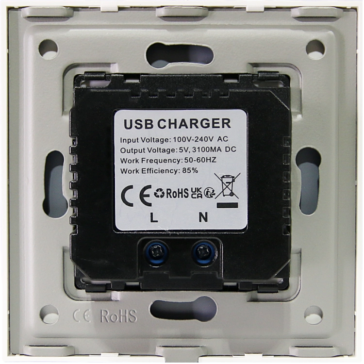 Dubbele USB-Lader 3.1A Grijs Set Met Kunststof Afdekraam LINEA MIUUN