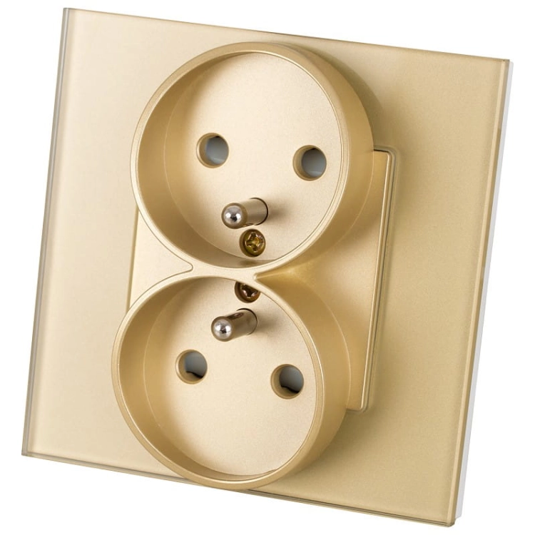 Stopcontact Met Aardpen Dubbel Glas Goud MIUUN