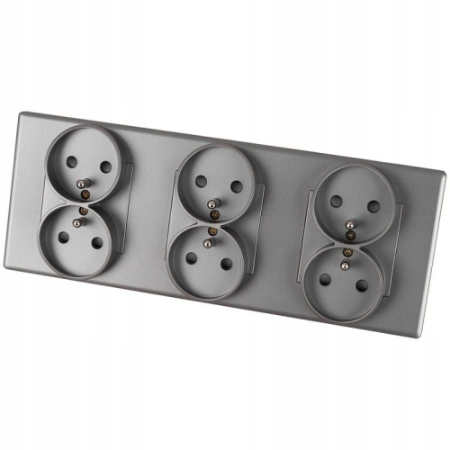 Drievoudig Stopcontact Grijs Set PVC Drievoudig Afdekraam En 3 X Dubbel Stopcontact MIUUN