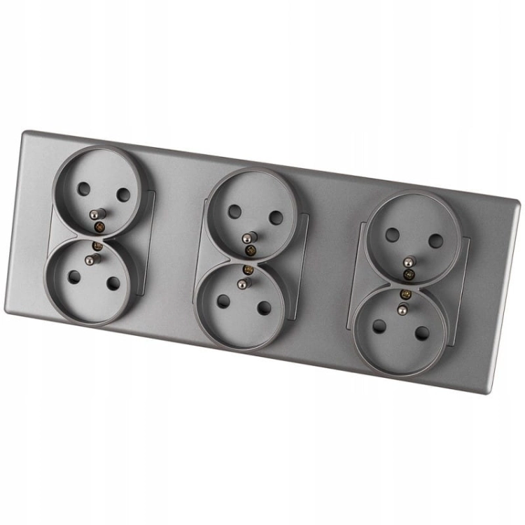 Drievoudig Stopcontact Grijs Set PVC Drievoudig Afdekraam En 3 X Dubbel Stopcontact MIUUN
