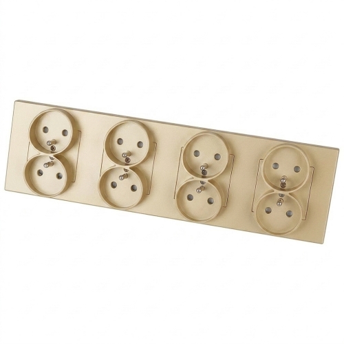 Stopcontact Viervoudig Kunststof LINEA Goud Afdekraam Viervoudig En 4 X Stopcontact MIUUN