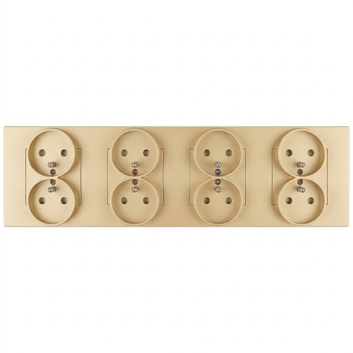 Stopcontact Viervoudig Kunststof LINEA Goud Afdekraam Viervoudig En 4 X Stopcontact MIUUN