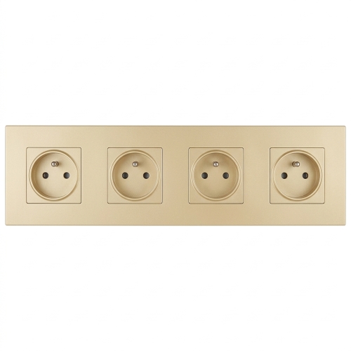 Stopcontact Viervoudig Kunststof LINEA Goud Afdekraam Viervoudig En 4 X Stopcontact MIUUN