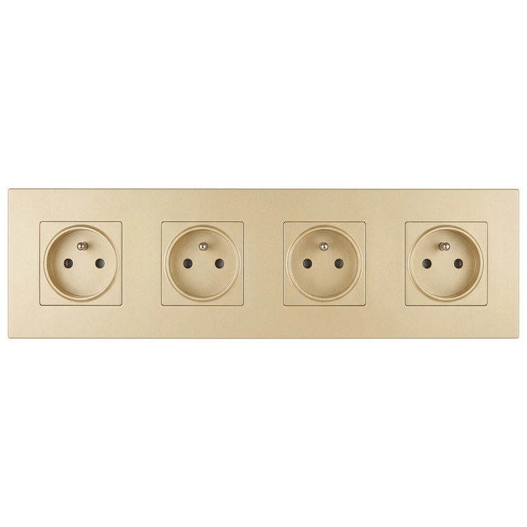 Stopcontact Viervoudig Kunststof LINEA Goud Afdekraam Viervoudig En 4 X Stopcontact MIUUN