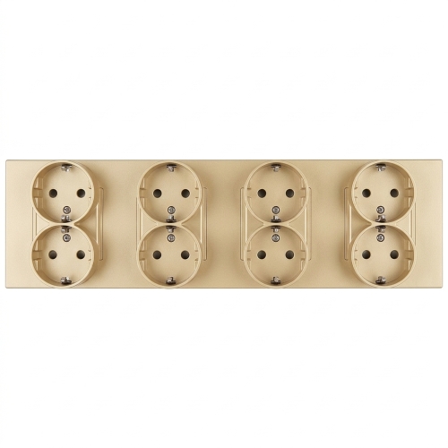 Schuko-Stopcontact Viervoudig Kunststof LINEA Goud Afdekraam Viervoudig En 4 X Stopcontact