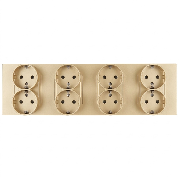 Schuko-Stopcontact Viervoudig Kunststof LINEA Goud Afdekraam Viervoudig En 4 X Stopcontact