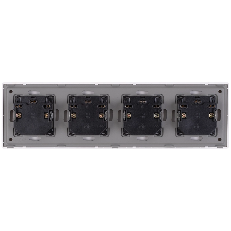 Schuko-Stopcontact Viervoudig Kunststof LINEA Goud Afdekraam Viervoudig En 4 X Stopcontact