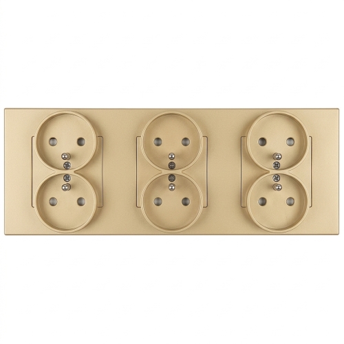 Stopcontact Drievoudig Kunststof LINEA Goud Afdekraam Drievoudig En 3 X Stopcontact MIUUN