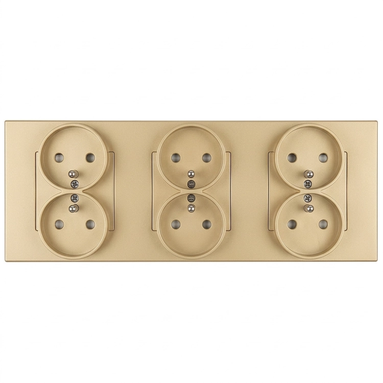 Stopcontact Drievoudig Kunststof LINEA Goud Afdekraam Drievoudig En 3 X Stopcontact MIUUN
