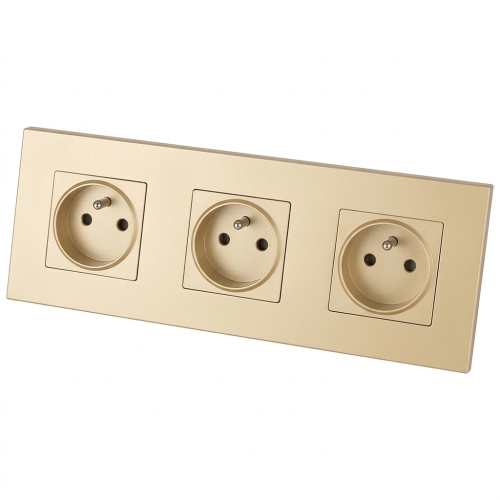 Stopcontact Drievoudig Kunststof LINEA Goud Afdekraam Drievoudig En 3 X Stopcontact MIUUN