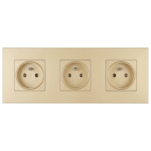 Stopcontact Drievoudig Kunststof LINEA Goud Afdekraam Drievoudig En 3 X Stopcontact MIUUN