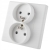 Dubbel Stopcontact Wit Met Aardpen Set Met PVC-Afdekraam MIUUN