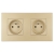 Stopcontact Dubbel Kunststof LINEA Goud En Afdekraam Dubbel 2 X Stopcontact MIUUN