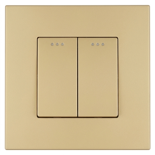 Schakelaar Monostabiel Terugverend Dubbel Kunststof LINEA Goud MIUUN