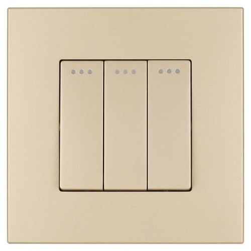 Drievoudige Klassieke Schakelaar Kunststof LINEA Goud MIUUN