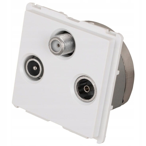 Module Drievoudige TV-FM-SAT-Aansluiting Wit Voor Afdekramen MIUUN