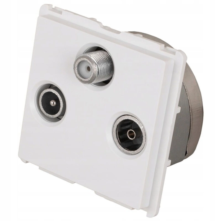 Module Drievoudige TV-FM-SAT-Aansluiting Wit Voor Afdekramen MIUUN