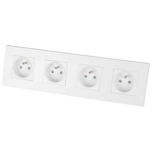 Viervoudig Stopcontact Kunststof LINEA Wit Viervoudig Afdekraam En 4 X Stopcontact MIUUN