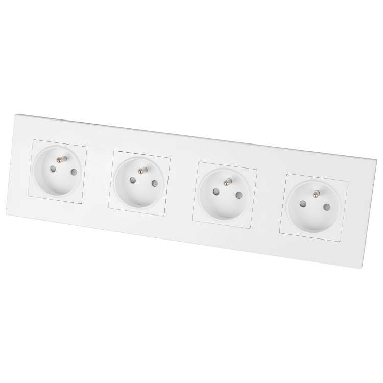 Viervoudig Stopcontact Kunststof LINEA Wit Viervoudig Afdekraam En 4 X Stopcontact MIUUN