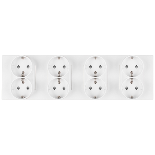 Viervoudig Schuko-Stopcontact Kunststof LINEA Wit Viervoudig Afdekraam En 4 X Stopcontact