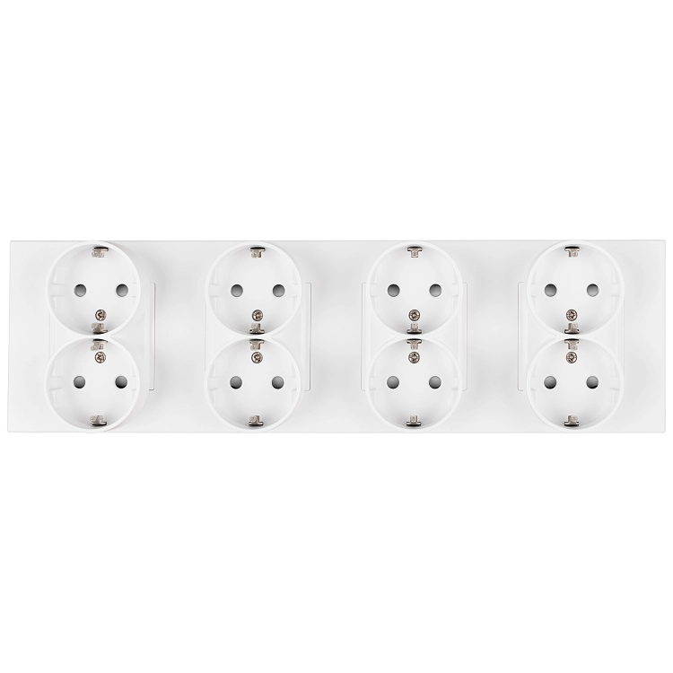 Viervoudig Schuko-Stopcontact Kunststof LINEA Wit Viervoudig Afdekraam En 4 X Stopcontact