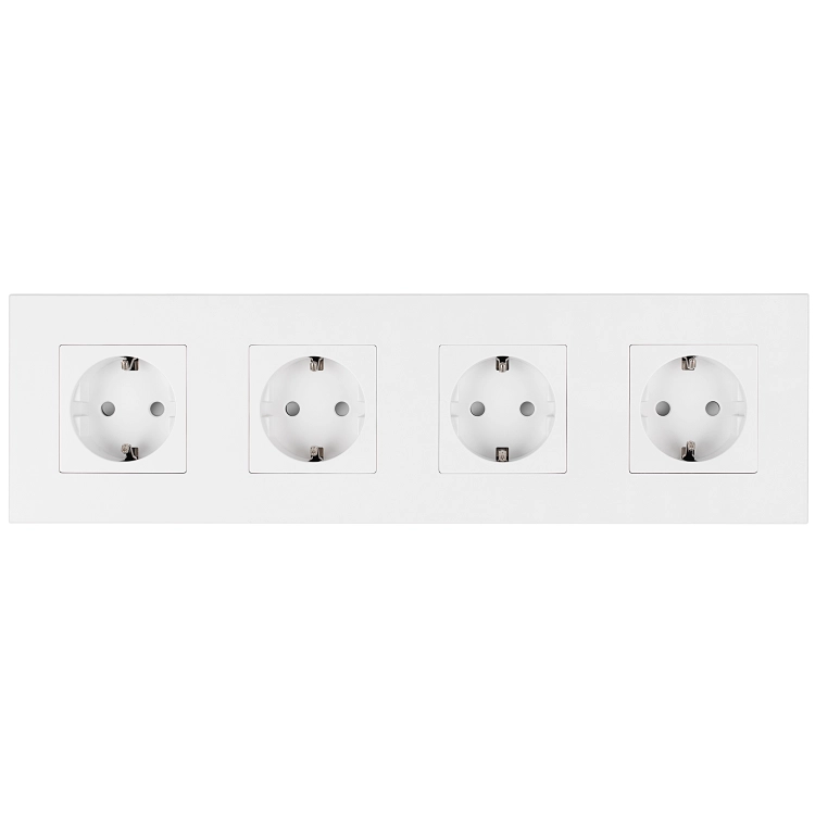 Viervoudig Schuko-Stopcontact Kunststof LINEA Wit Viervoudig Afdekraam En 4 X Stopcontact