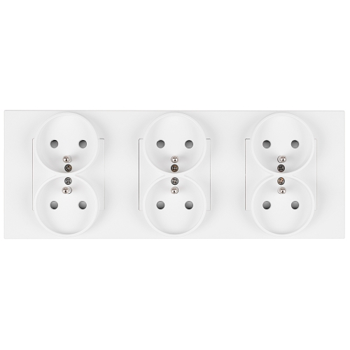 Drievoudig Stopcontact Kunststof LINEA Wit Drievoudig Afdekraam En 3 X Stopcontact MIUUN