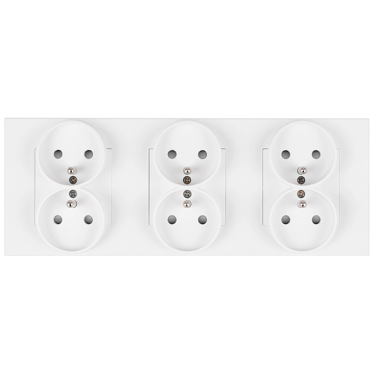 Drievoudig Stopcontact Kunststof LINEA Wit Drievoudig Afdekraam En 3 X Stopcontact MIUUN